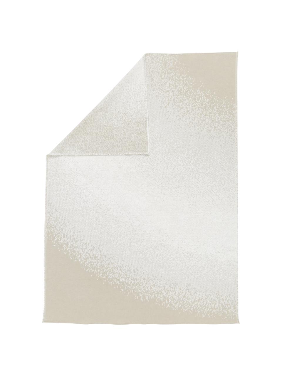 Coperta in cotone con gradiente color crema/beige Deco, 85% cotone, 15% poliacrilico, Bianco crema, beige, Larg. 130 x Lung. 200 cm