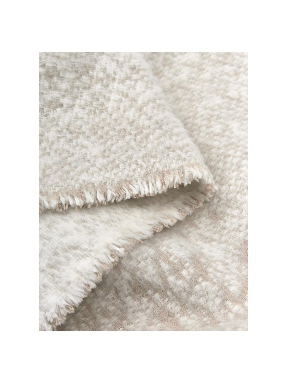 Coperta in cotone con gradiente color crema/beige Deco, 85% cotone, 15% poliacrilico, Bianco crema, beige, Larg. 130 x Lung. 200 cm