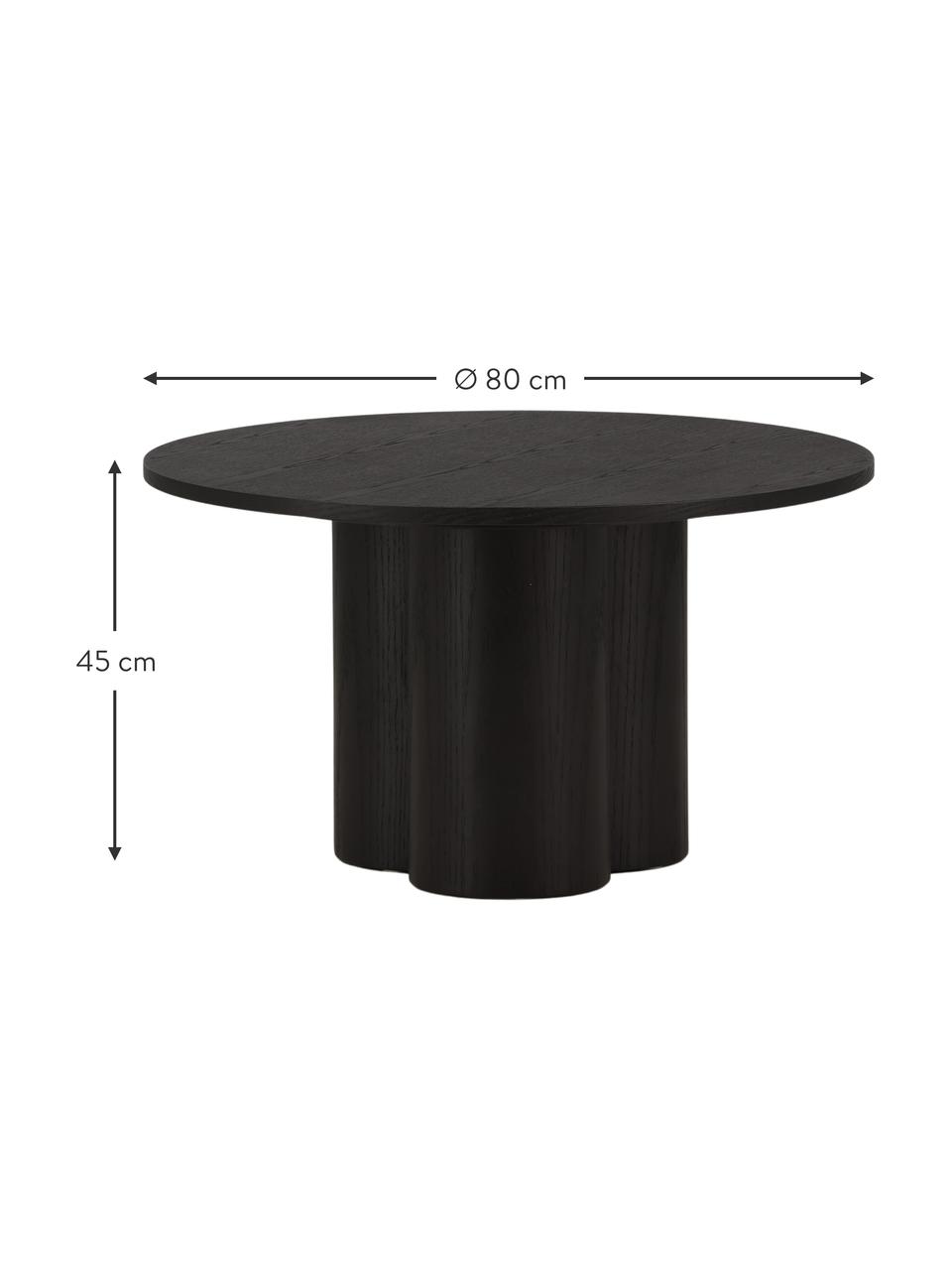 Mesa de centro redonda de madera Olivia, Tablero de fibras de densidad media (MDF), Madera pintado negro, Ø 80 cm