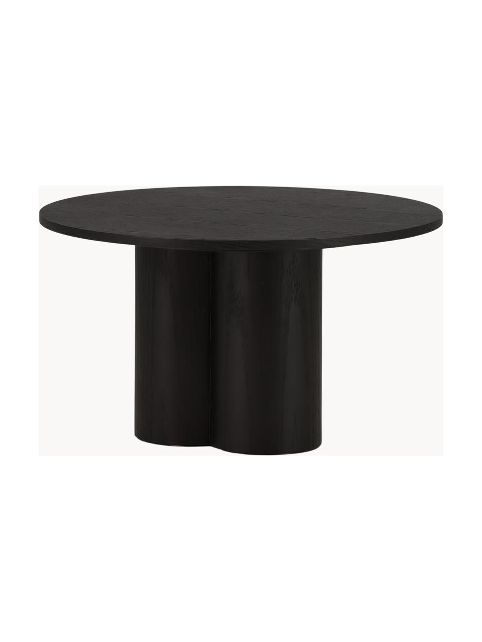 Okrúhly drevený konferenčný stolík Olivia, Drevovláknitá doska strednej hustoty (MDF), Drevo, čierna lakované, Ø 80 cm