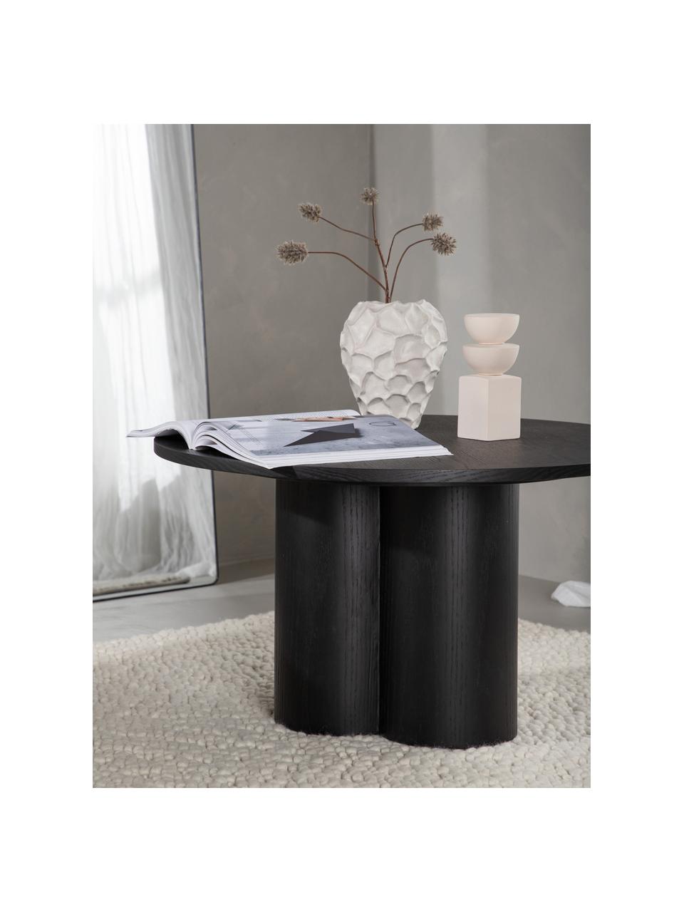 Mesa de centro redonda de madera Olivia, Tablero de fibras de densidad media (MDF), Madera pintado negro, Ø 80 cm