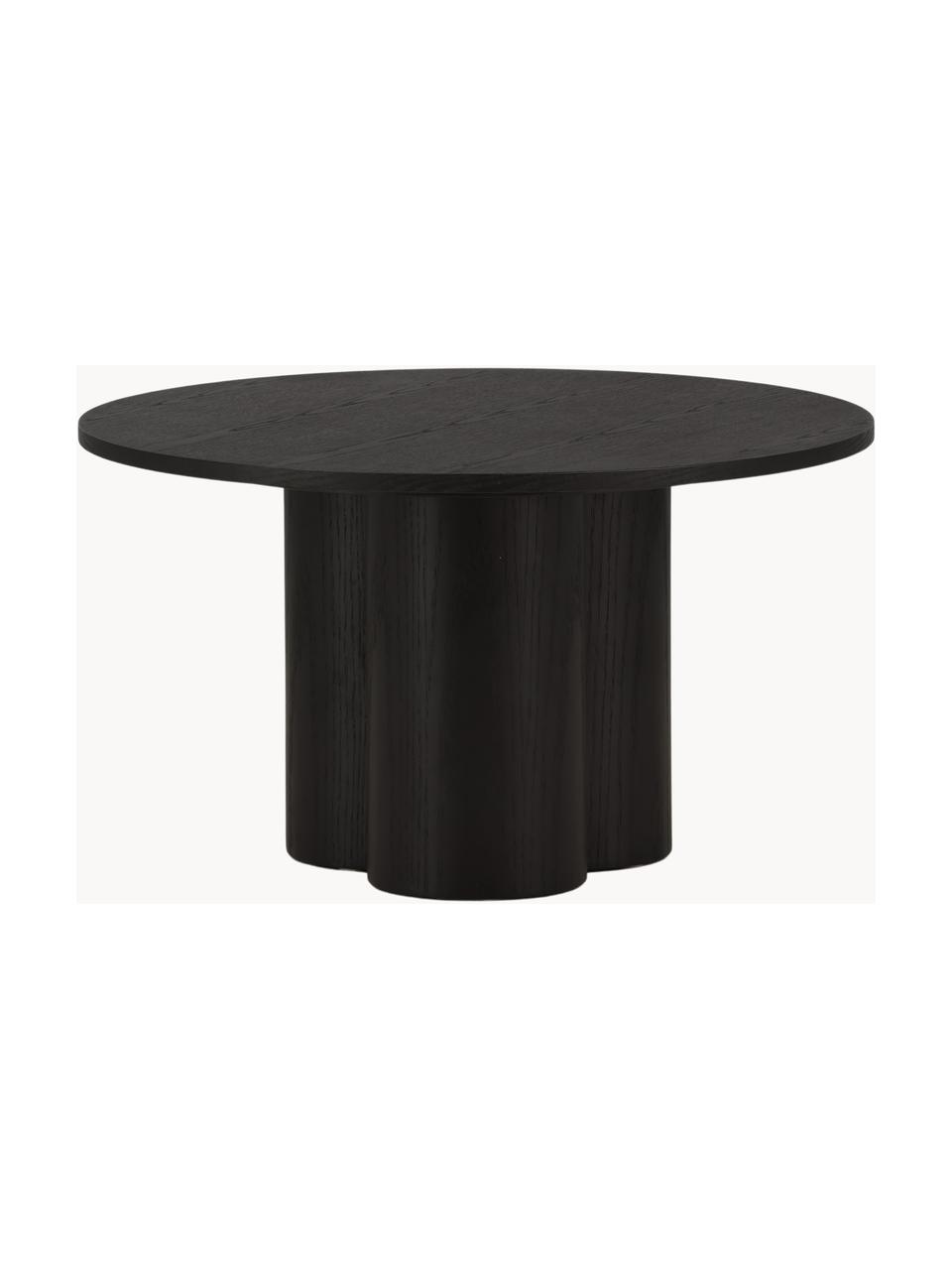 Kulatý dřevěný konferenční stolek Olivia, MDF deska (dřevovláknitá deska střední hustoty), Dřevo, černě lakované, Ø 80 cm