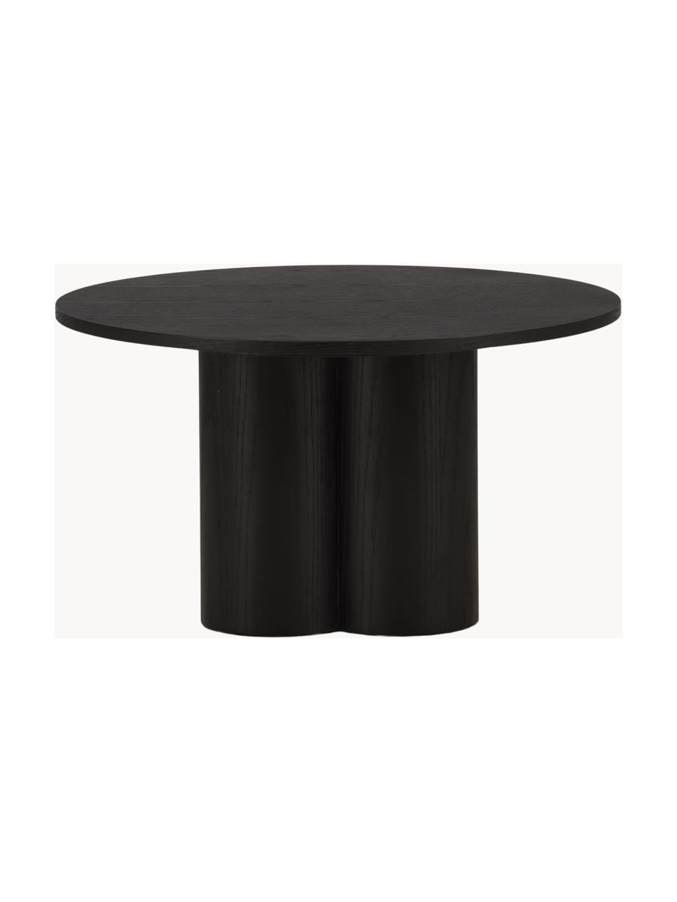 Kulatý dřevěný konferenční stolek Olivia, MDF deska (dřevovláknitá deska střední hustoty), Dřevo, černě lakované, Ø 80 cm