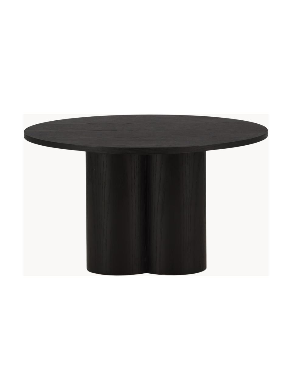 Mesa de centro redonda de madera Olivia, Tablero de fibras de densidad media (MDF), Madera pintado negro, Ø 80 cm