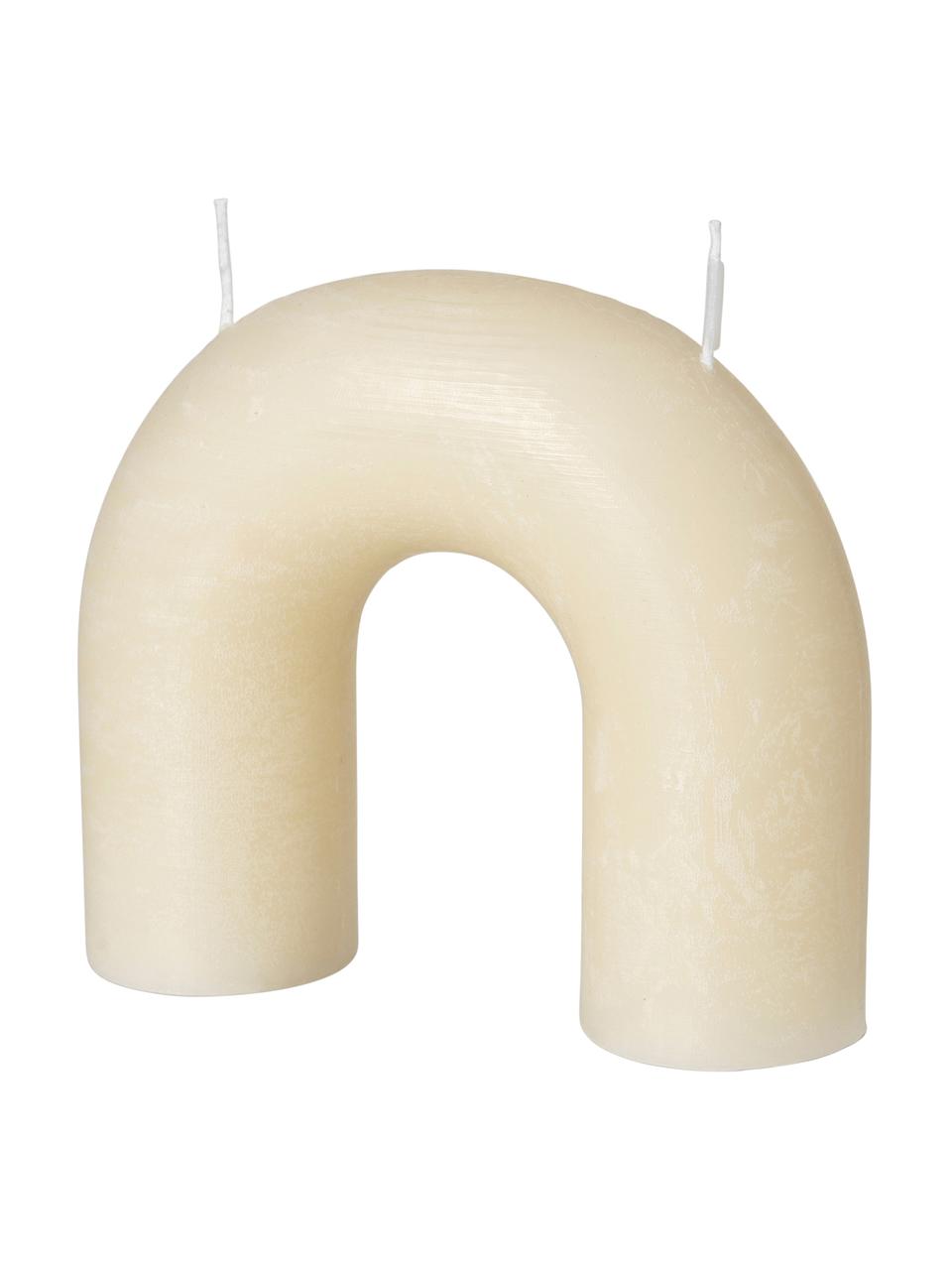 Zweidochtkerze Bend, Wachs, Beige, B 17 x H 15 cm