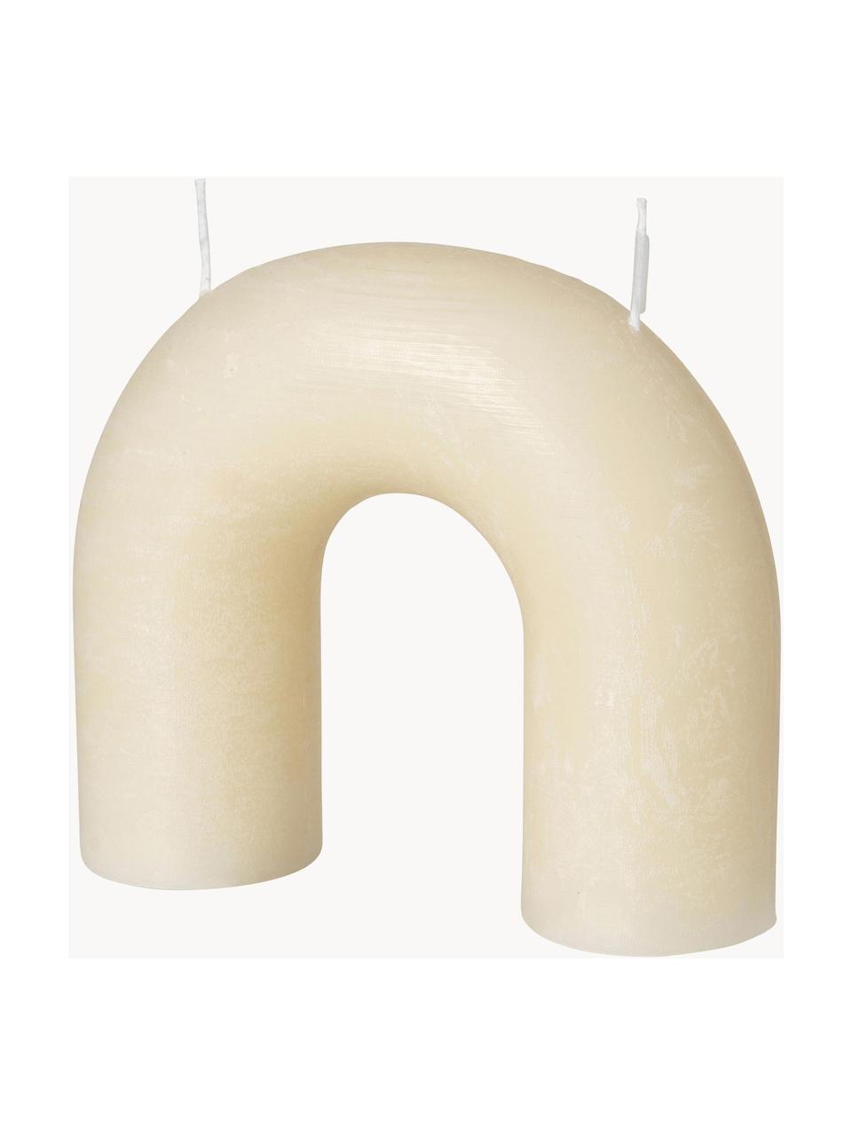 Candela a due stoppini Bend, Cera, Beige, Larg. 17 x Alt. 15 cm