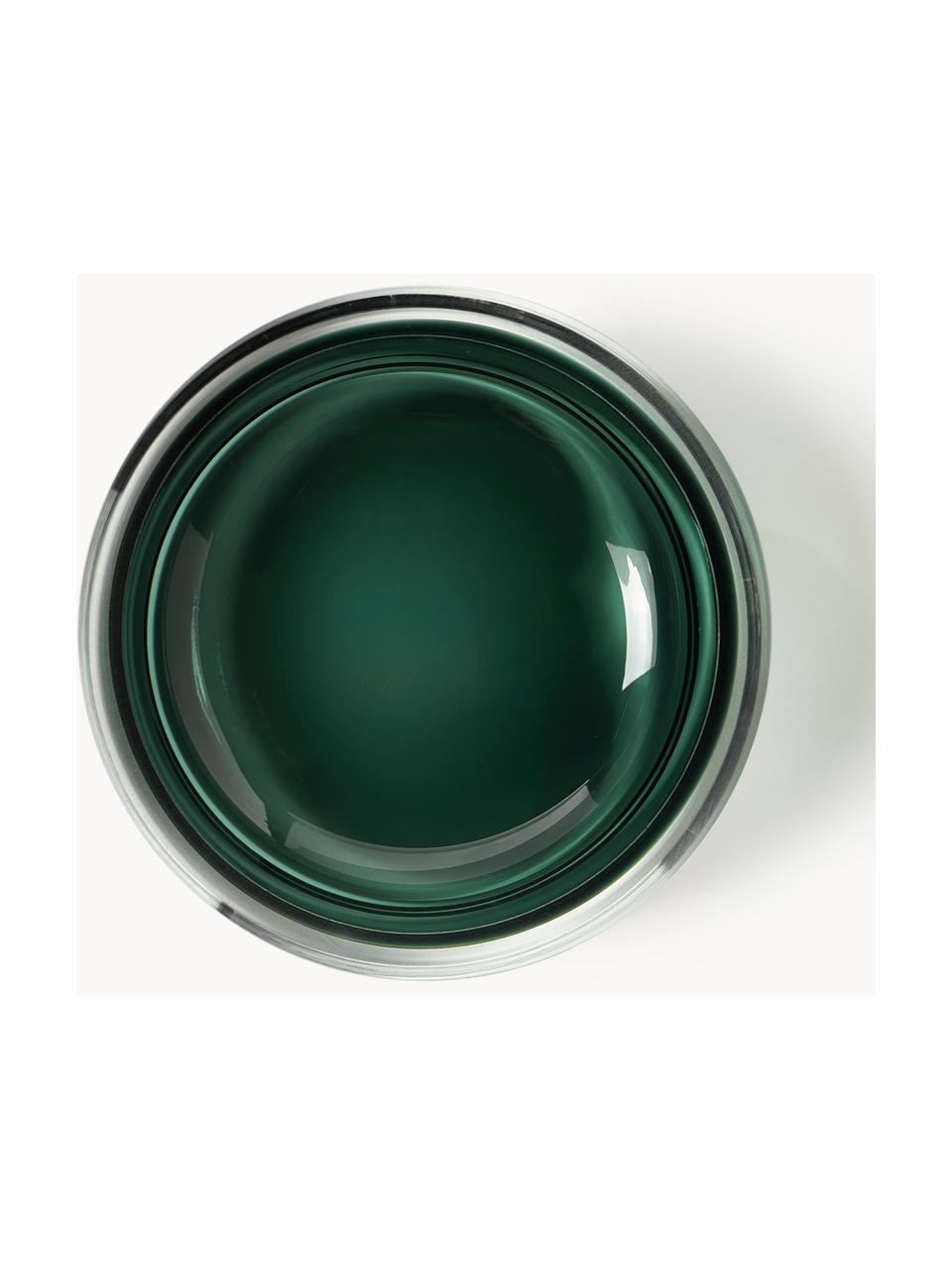 Bandeja decorativa soplada Nicola, Vidrio de cal sodada, Verde oscuro transparente, Ø 15 cm