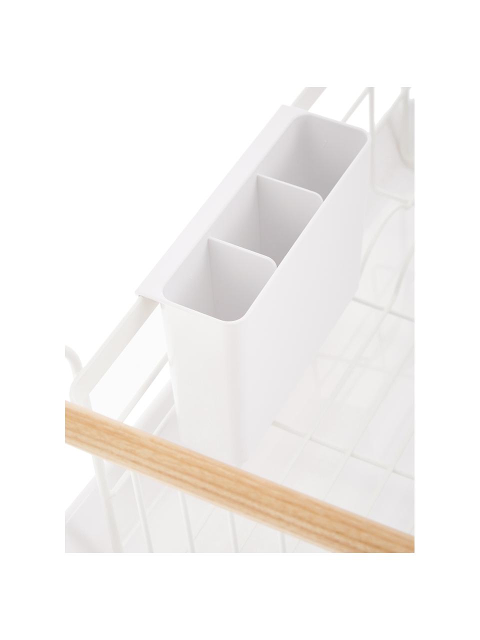 Égouttoir à vaisselle Tosca, Blanc, bois clair, larg. 47 x haut. 20 cm