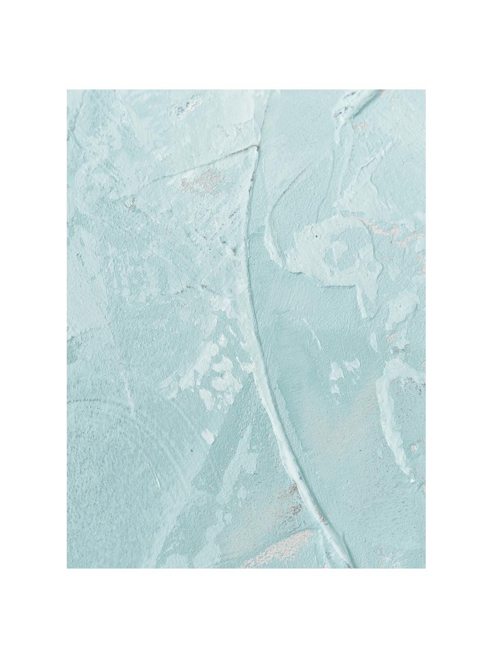 Handbeschilderde canvasdoek Simple Living, Lijst: eikenhout, gecoat, Turquoise, B 92 x H 120 cm