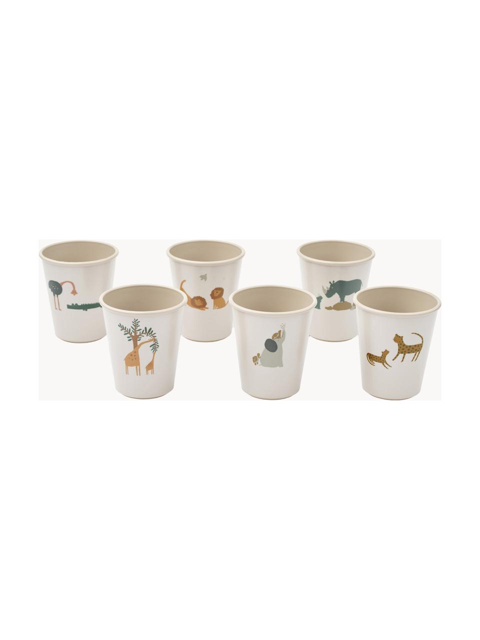 Set di 6 tazze per bambini Lana, 100 % poliestere (75 % PET, riciclato), Bianco latte, multicolore, Larg. 8 x Alt. 9 cm