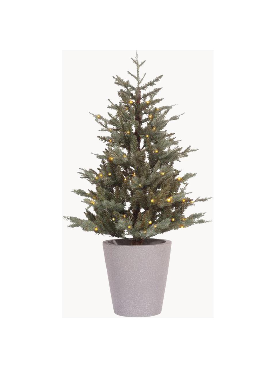 Batterij-aangedreven decoratieve LED kerstboom Allison H 120 cm, Groen, lichtgrijs, Ø 76 x H 120 cm