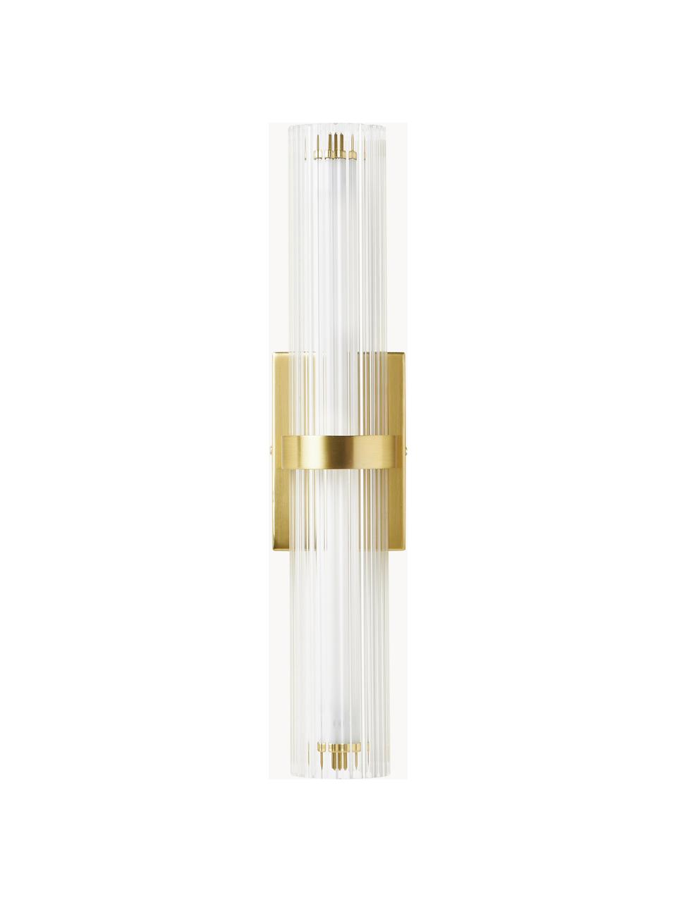 Kinkiet LED Mirabella, Stelaż: metal powlekany, Transparentny, odcienie złotego, S 8 x W 38 cm