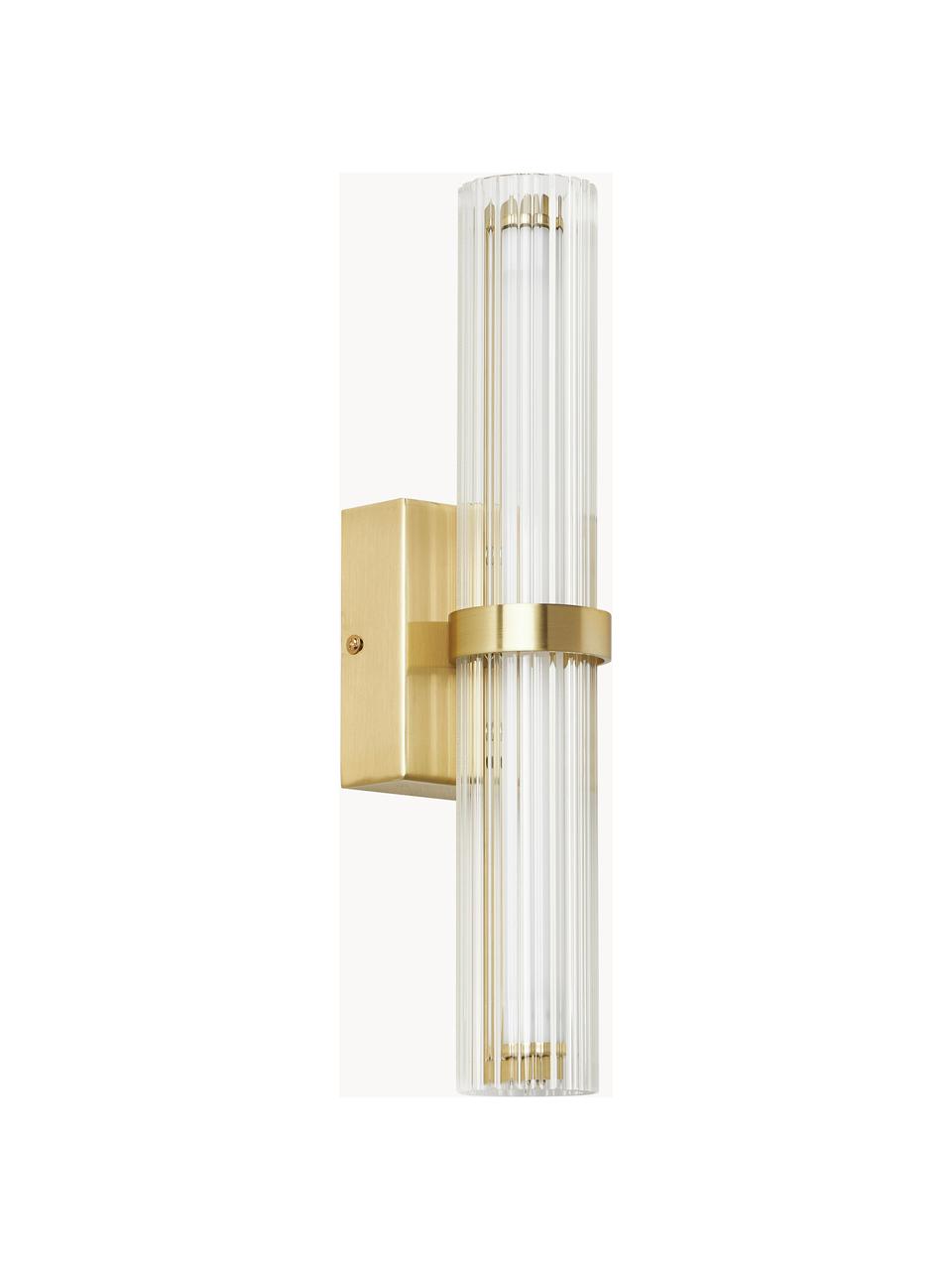 Applique a LED Mirabella, Paralume: vetro, Struttura: metallo rivestito, Trasparente, dorato, Larg. 8 x Alt. 38 cm