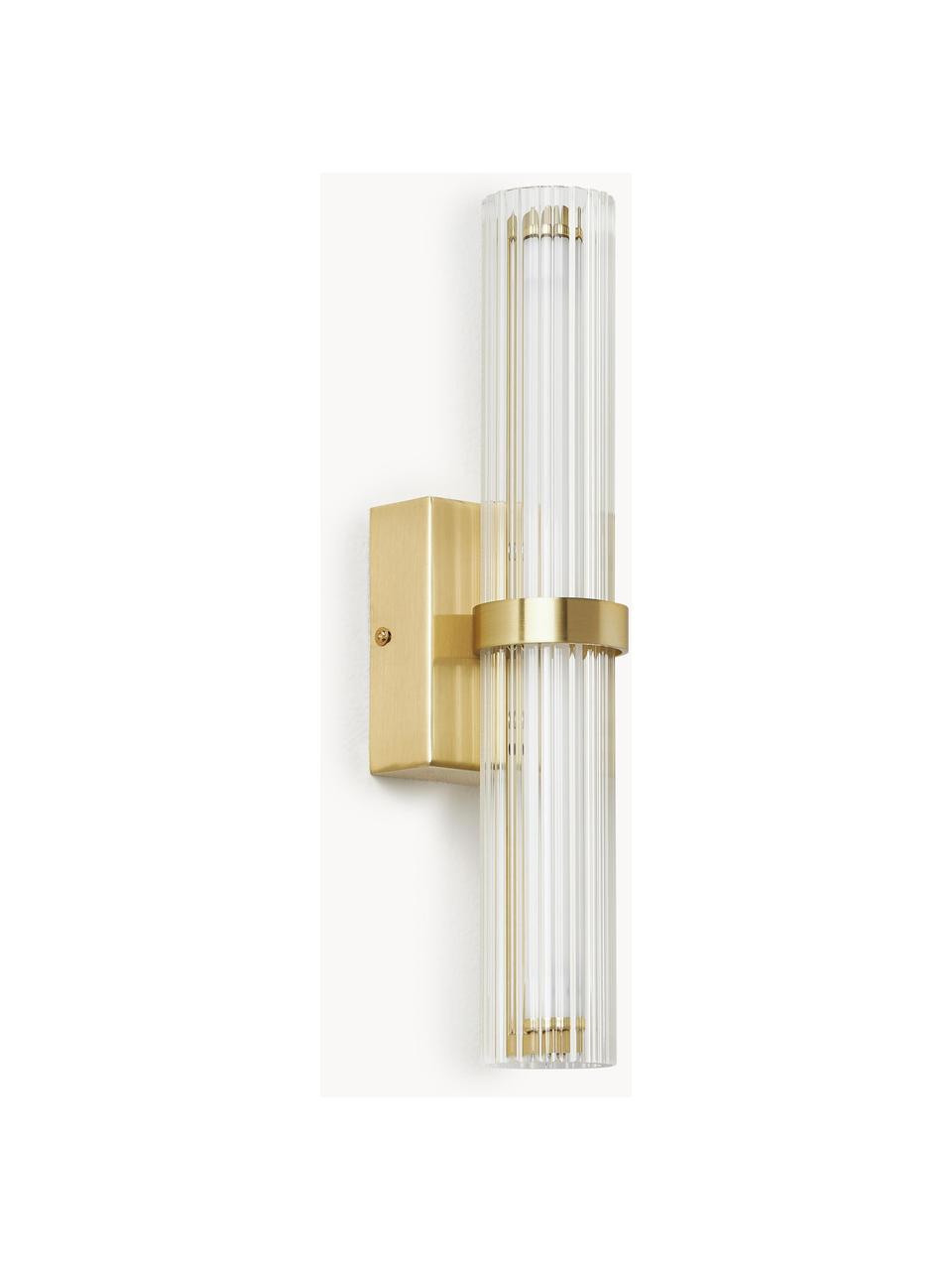 Applique a LED Mirabella, Paralume: vetro, Struttura: metallo rivestito, Trasparente, dorato, Larg. 8 x Alt. 38 cm