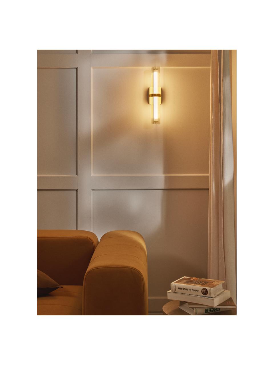 LED-Wandleuchte Mirabella, Lampenschirm: Glas, Transparent, Goldfarben, B 8 x H 38 cm