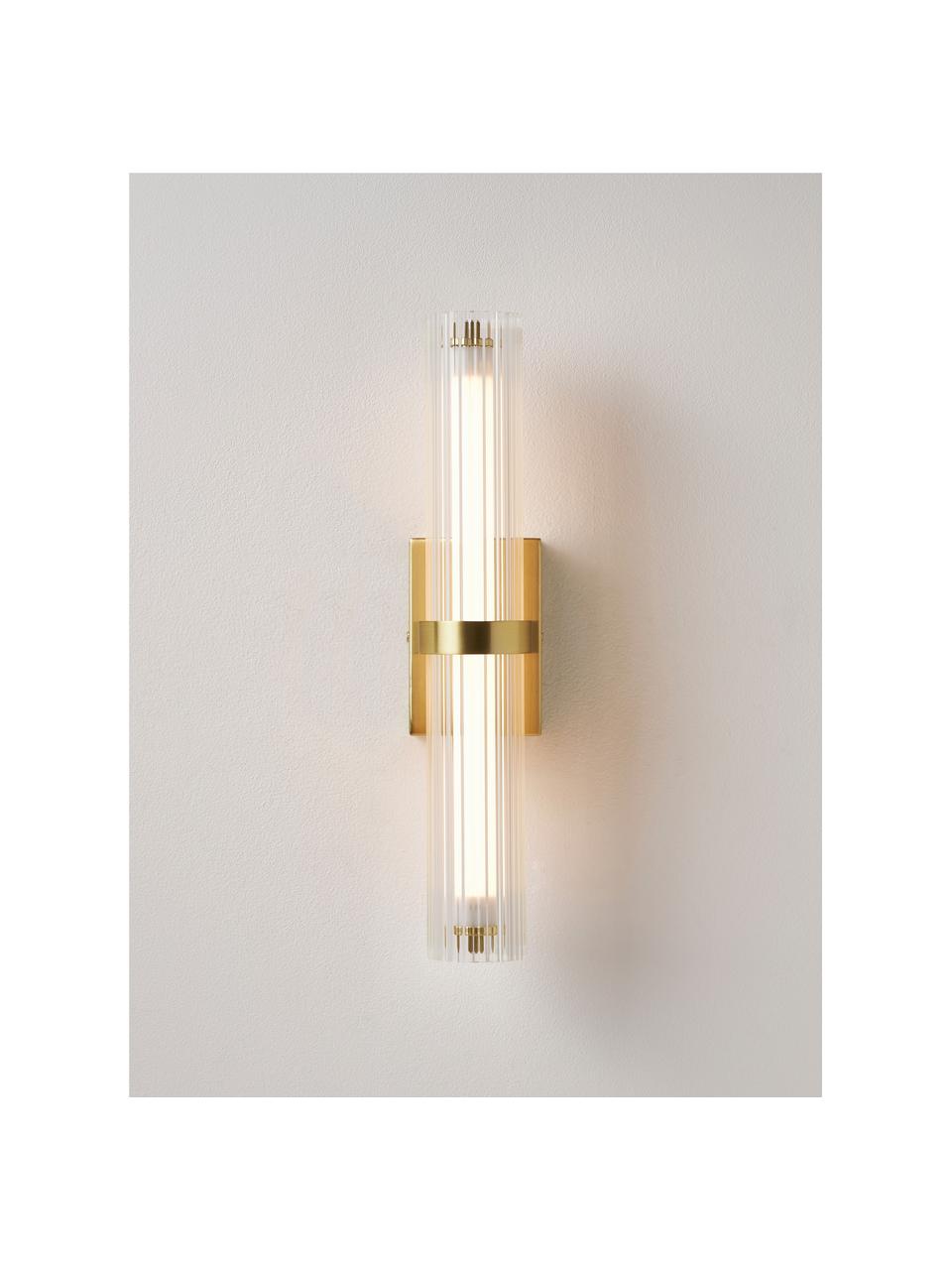 Aplique LED Elowyn, Pantalla: vidrio, Estructura: metal recubierto, Transparente, dorado, An 8 x Al 38 cm