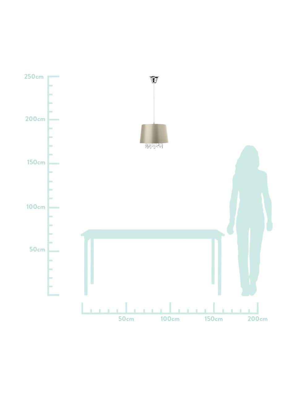 Hanglamp Valerie met sierstenen, Lampenkap: textiel, Baldakijn: kunststof, Champagnekleurig, Ø 32 x H 25 cm