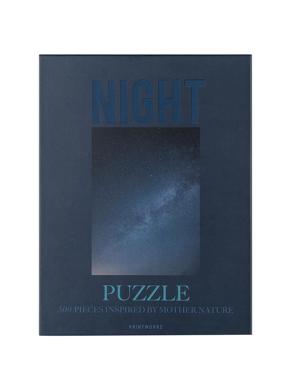 Puzzle Night, 500 elem., Papier, drewno naturalne, Niebieski, S 25 x W 4 cm