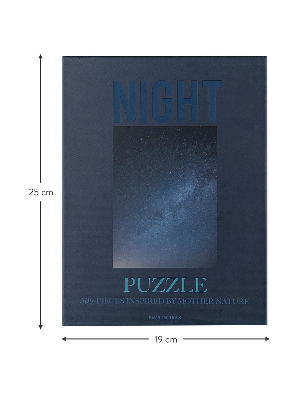 Puzzle Night, 500-delig, Papier, hout, Blauw, 25 x 4 cm