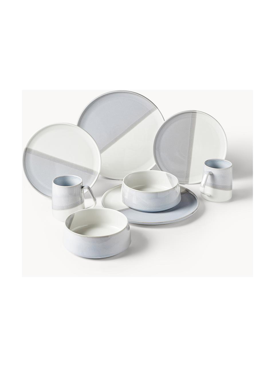 Set de desayuno Ilan, 4 comensales (16 pzas.), Porcelana, Gris, blanco, 4 comensales (16 pzas.)