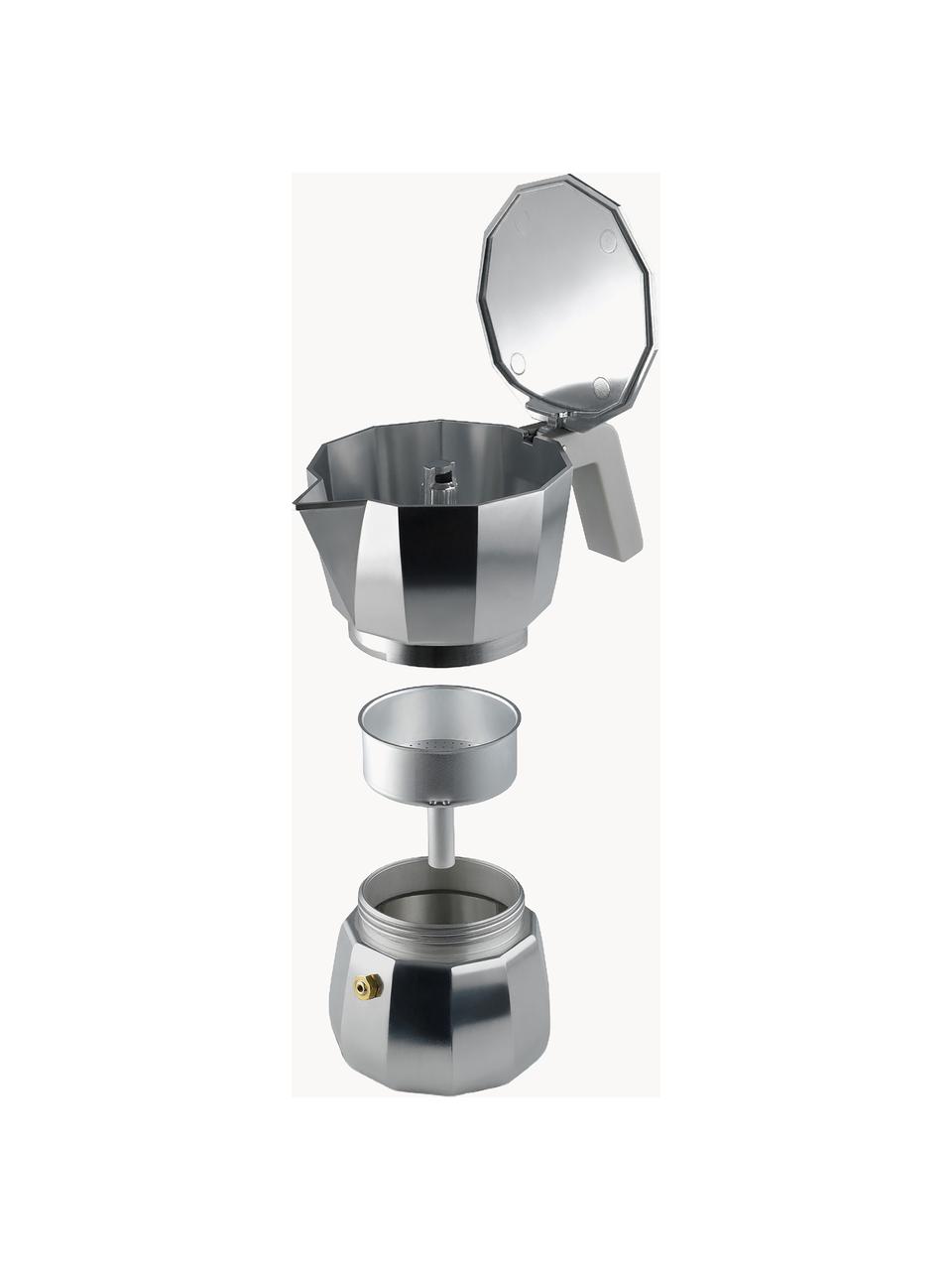 Espressokocher Moka, verschiedene Größen, Aluminium, Kunststoff, Silberfarben, Grau, B 14 x H 11 cm, für eine Tasse