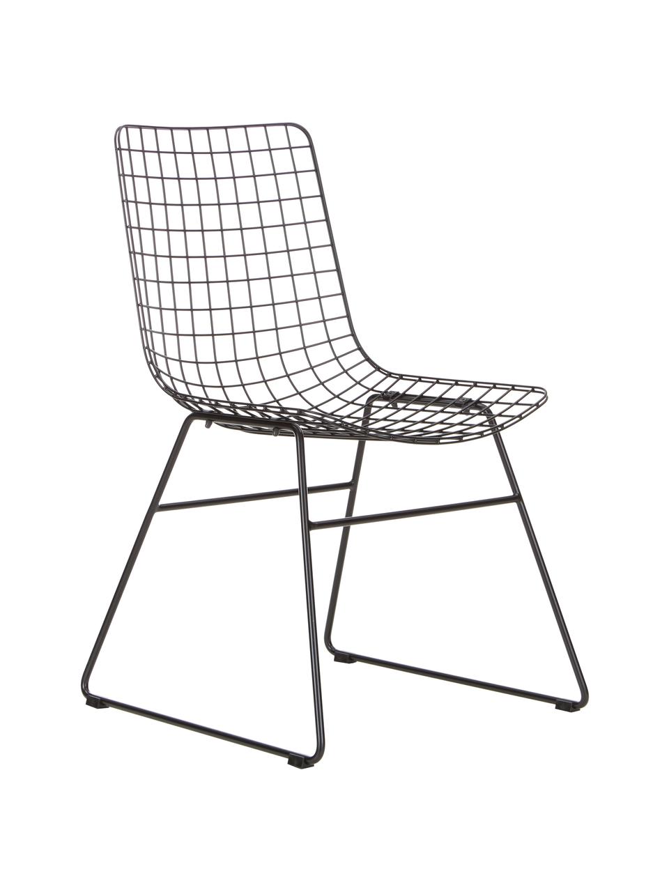 Metall-Stuhl Wire in Schwarz, Metall, pulverbeschichtet, Schwarz, B 47 x T 54 cm