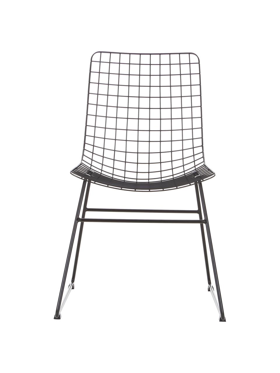 Metalen stoel Wire in zwart, Gepoedercoat metaal, Zwart, B 47 x D 54 cm