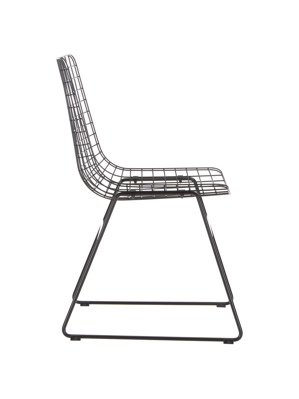 Kovová židle Wire, Kov s práškovým nástřikem, Černá, Š 47 cm, H 54 cm