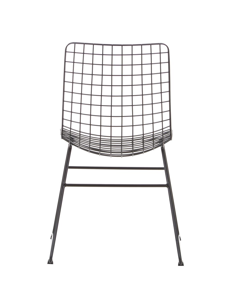 Sedia in metallo Wire, Metallo verniciato a polvere, Nero, Larg. 47 x Prof. 54 cm