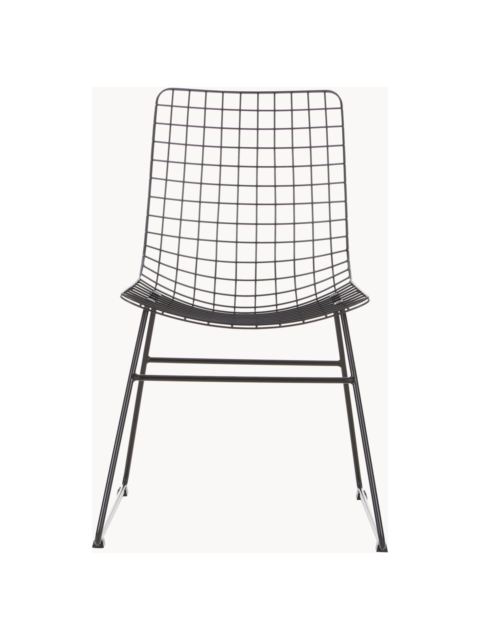 Silla de metal Wire, Metal con pintado en polvo, Negro, An 47 x F 54 cm