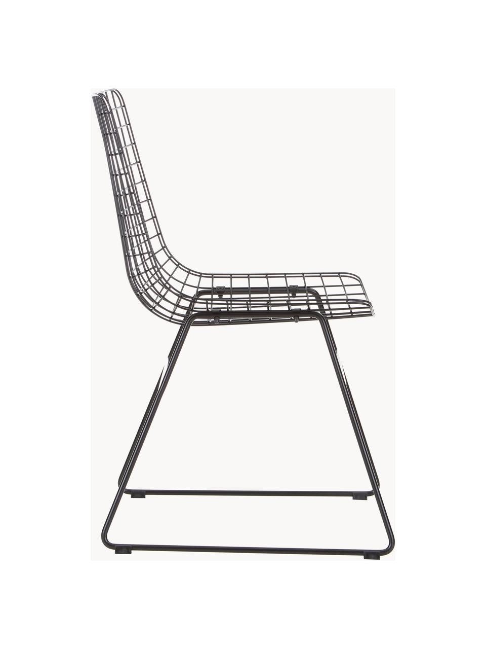 Chaise en métal Wire, Métal, revêtement par poudre, Noir, larg. 47 x prof. 54 cm