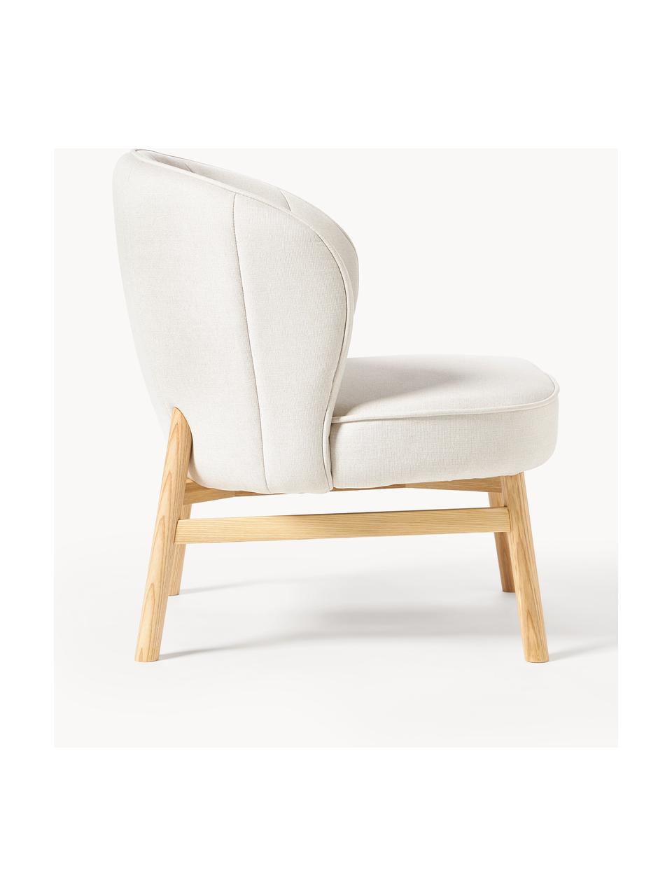 Sillón con patas de madera Dale, Tapizado: 100% poliéster Alta resis, Patas: madera maciza de fresno, , Tejido Off White, madera de fresno claro, An 68 x F 68 cm