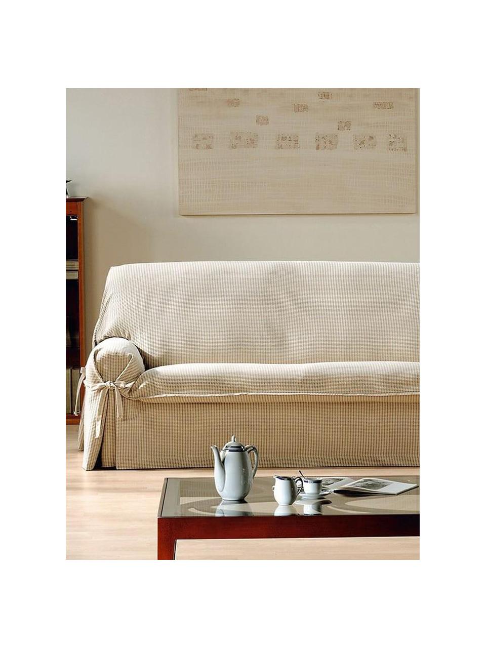 Funda de sofá Giovanna, Algodón sanforizado, Beige, crudo, 2 plazas (180 x 110cm)