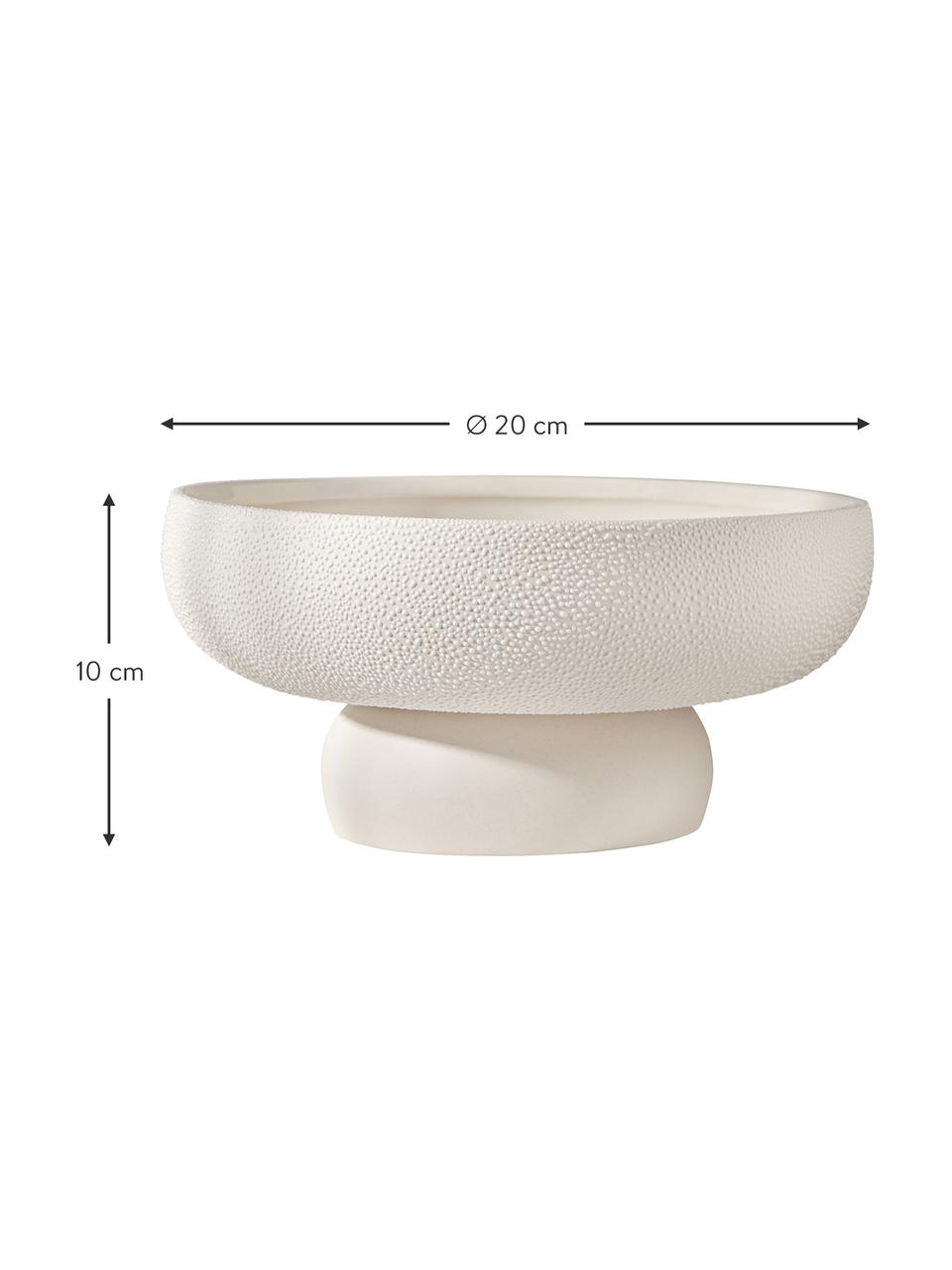 Coupe décorative grès cérame à structure perlée Perla, Grès cérame avec émail perlé, Blanc crème, Ø 20 x haut. 10 cm