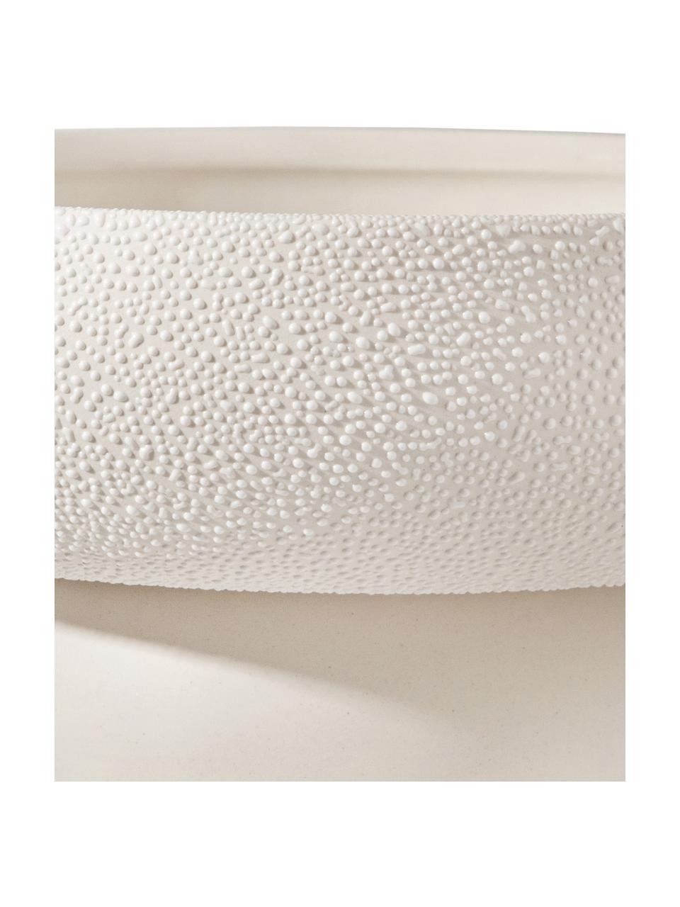 Bol decorativo de gres con relieve Perla, Gres con esmalte perlado, Blanco crema, Ø 20 x Al 10 cm