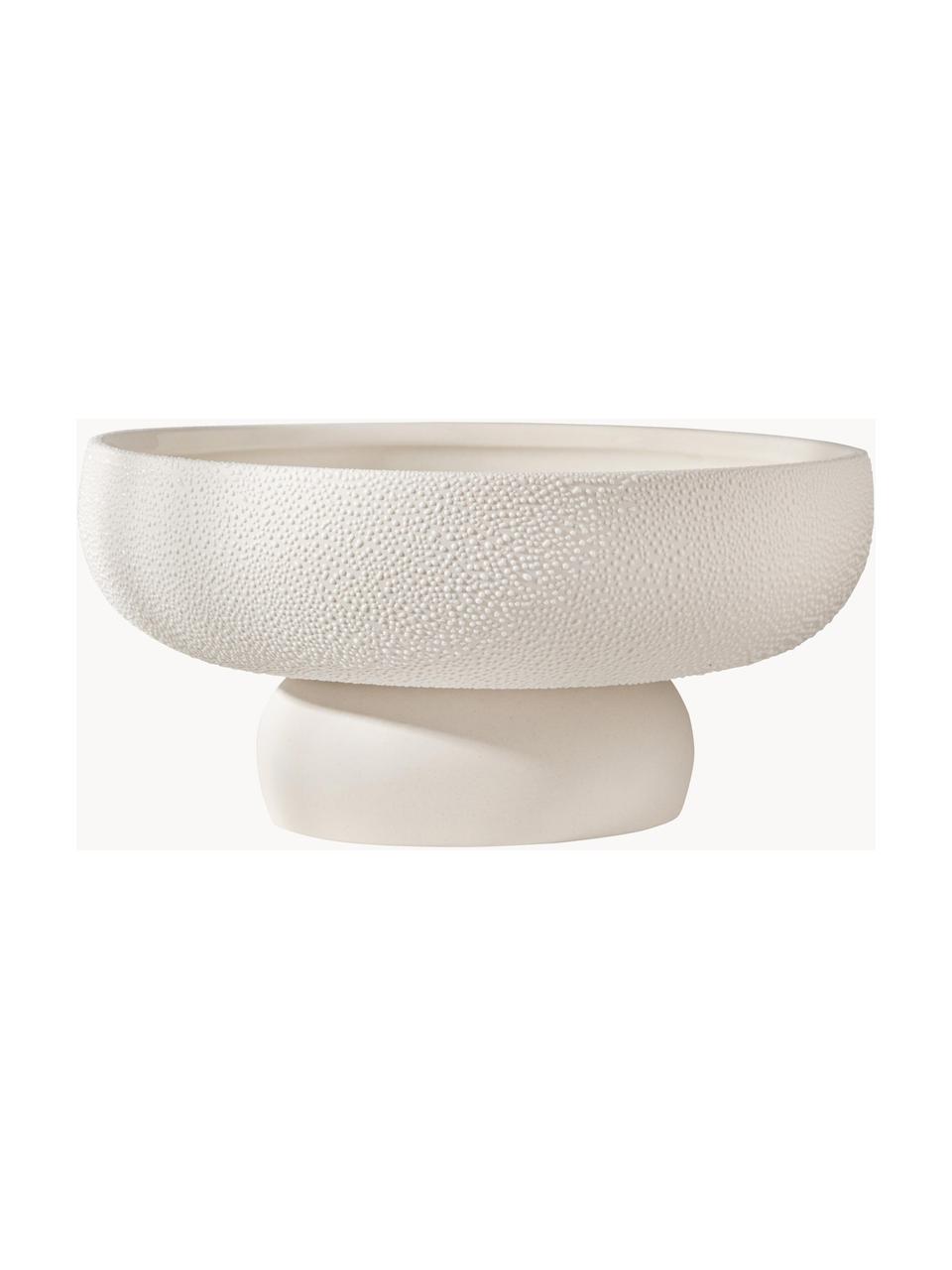 Coupe décorative grès cérame à structure perlée Perla, Grès cérame avec émail perlé, Blanc crème, Ø 20 x haut. 10 cm