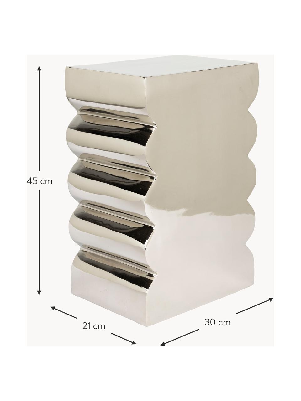 Sgabello in metallo Curves, Alluminio rivestito, Argentato, Larg. 30 x Alt. 45 cm