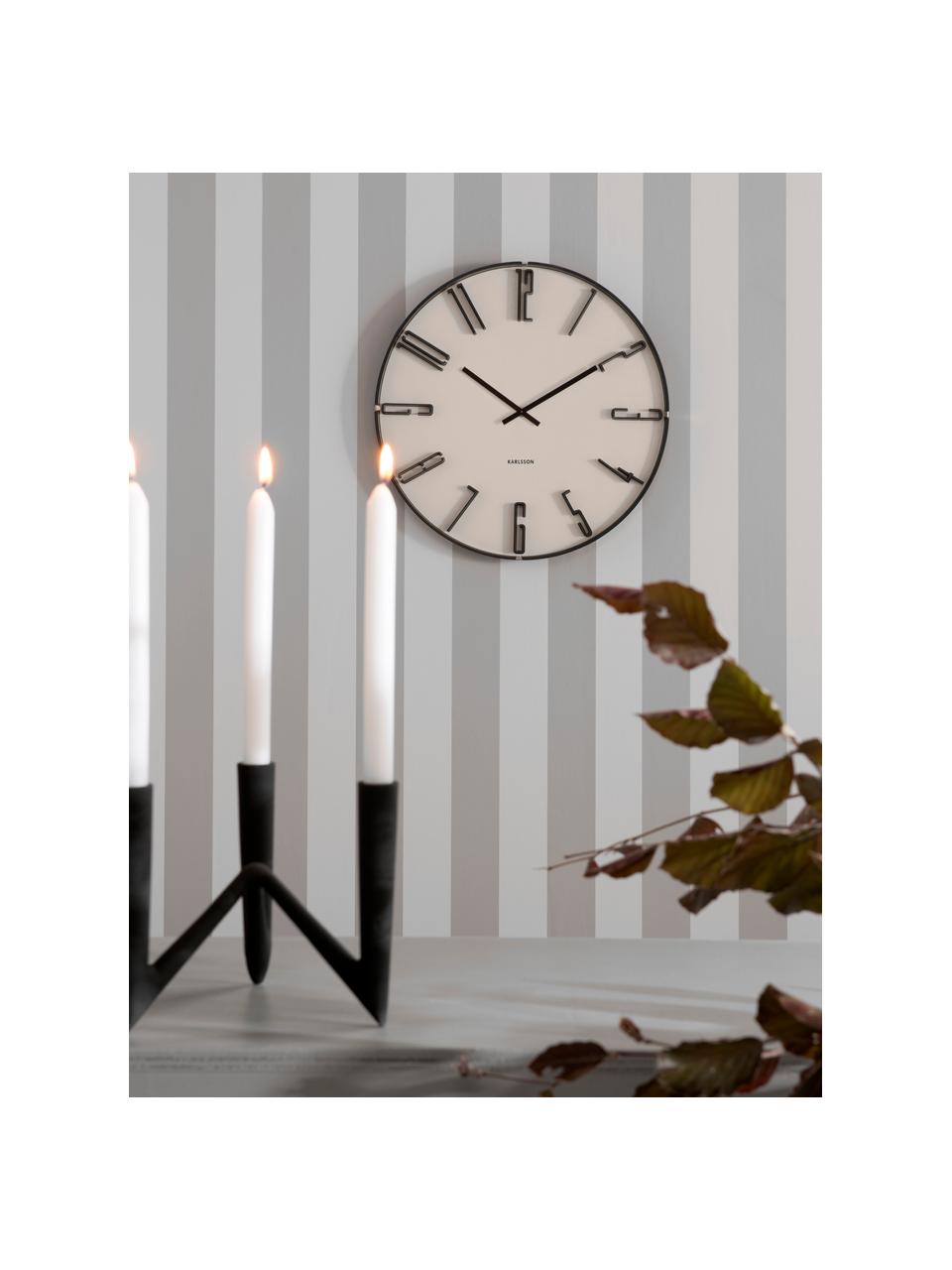 Horloge murale blanc/noir Sentient, Plastique, Blanc, noir, Ø 40 cm