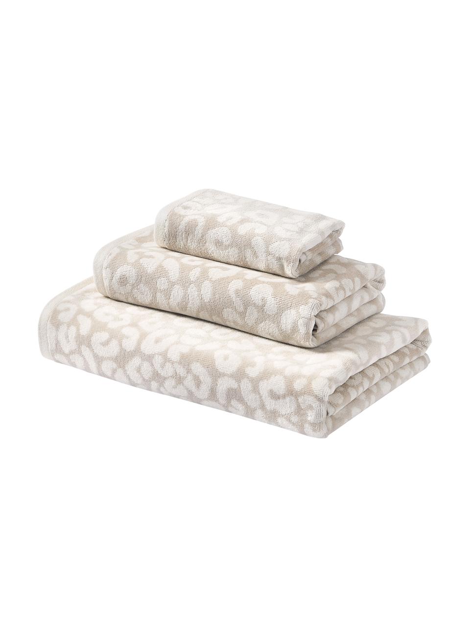 Set 3 asciugamani Leo, Tonalità beige, Set in varie misure