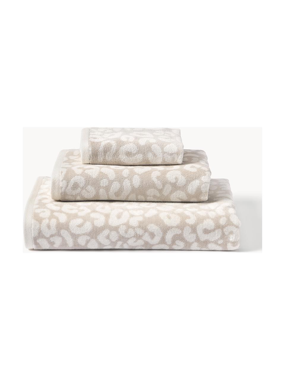 Lot de serviettes de bain Leo, tailles variées, Beige, blanc cassé, Lot de différentes tailles (serviette invité, serviette de toilette et drap de b