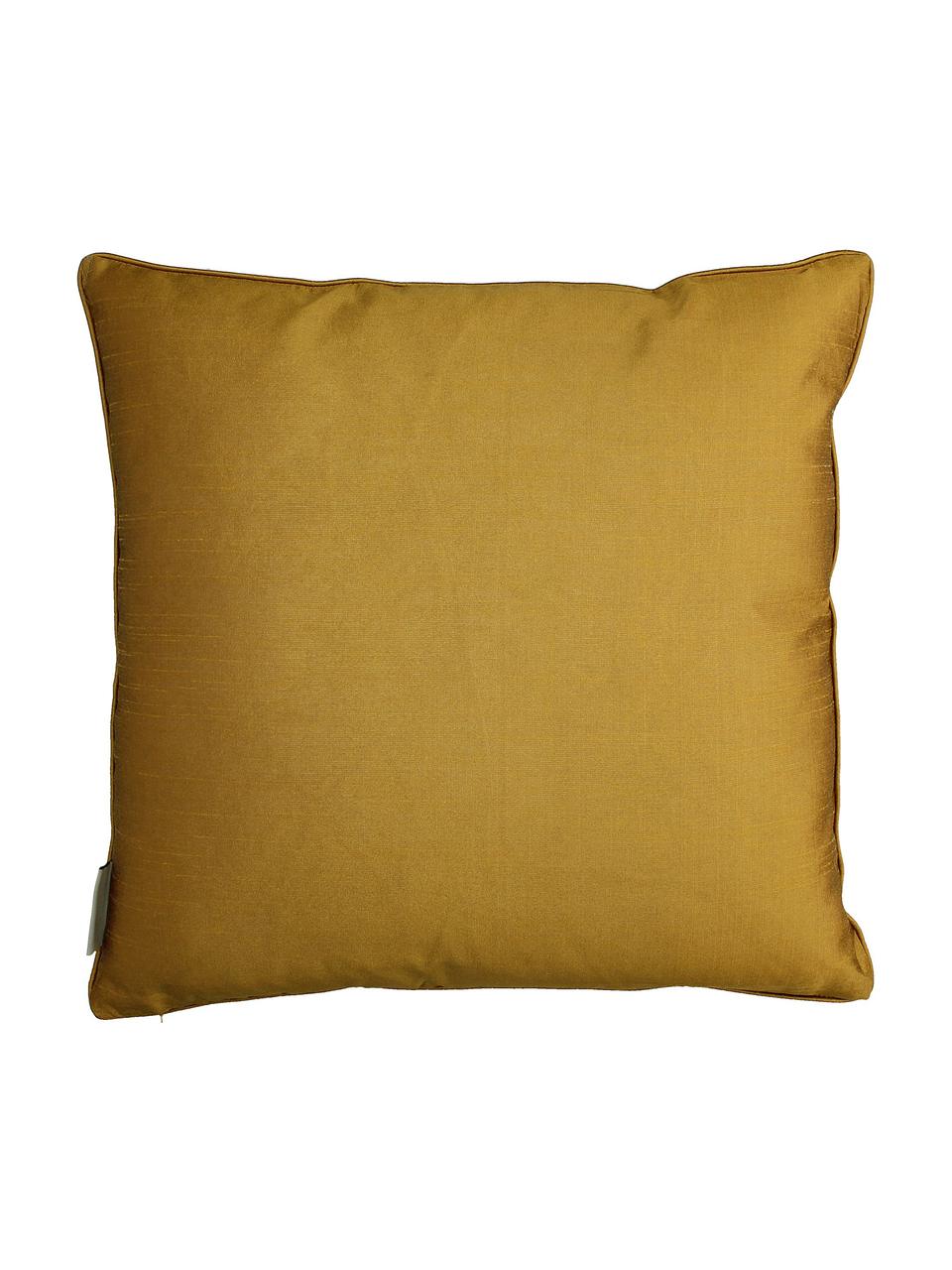 Poduszka z aksamitu z wypełnieniem Flower Head, Tapicerka: 100% aksamit bawełniany, Brunatnożółty, wielobarwny, S 45 x D 45 cm