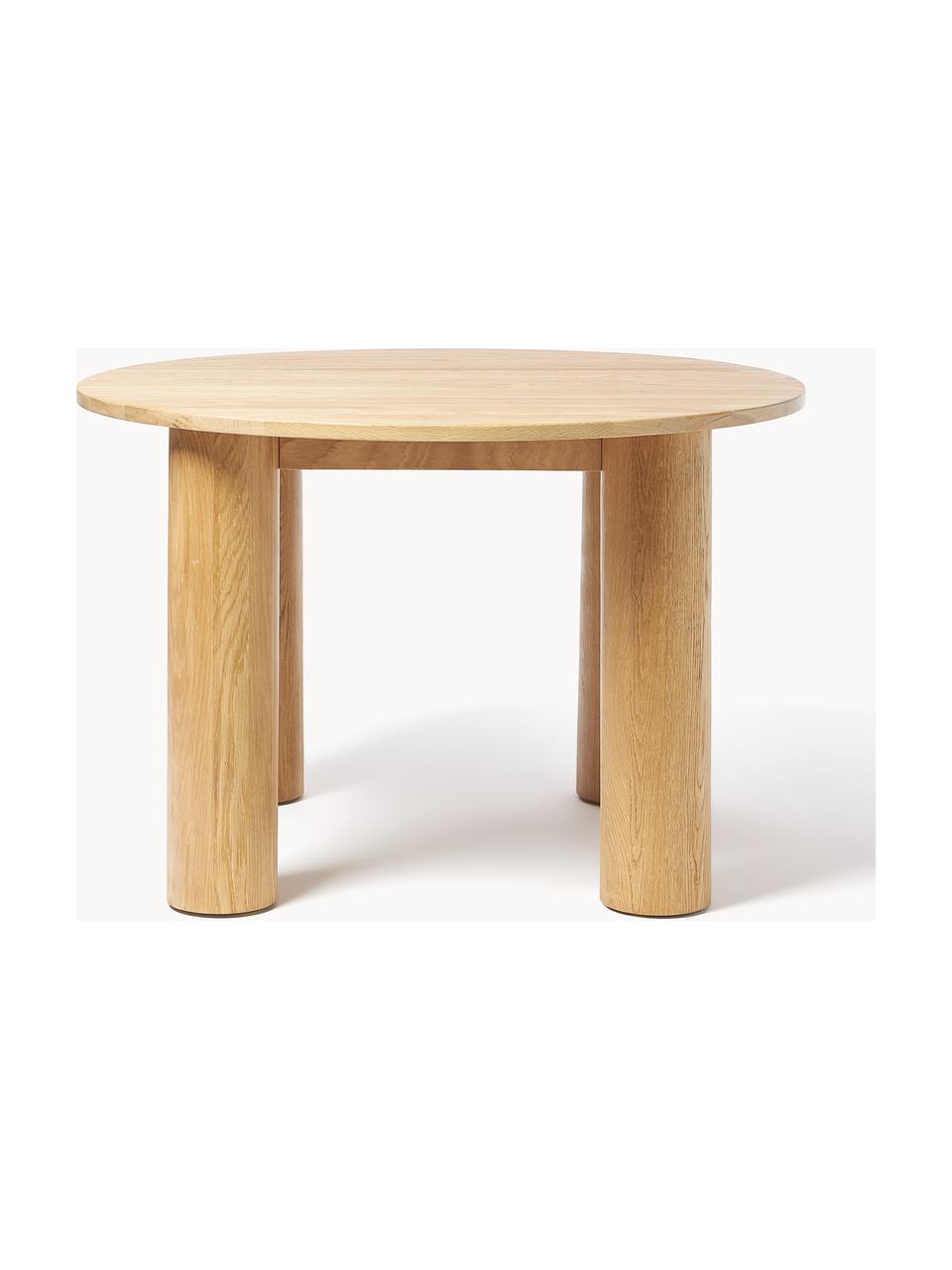 Mesa de comedor redonda de roble Ohana, Ø 120 cm, Madera de roble maciza embarnizada

Este producto está hecho de madera de origen sostenible y con certificación FSC®., Roble barnizado claro, Ø 120 cm