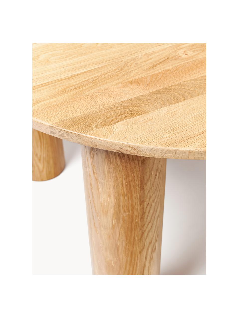 Mesa de comedor redonda de roble Ohana, Ø 120 cm, Madera de roble maciza embarnizada

Este producto está hecho de madera de origen sostenible y con certificación FSC®., Roble barnizado claro, Ø 120 cm