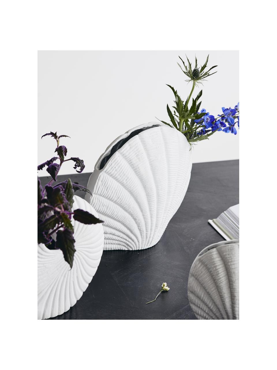 Vaso bianco di design Kapiti, Alluminio rivestito, Bianco, Larg. 23 x Alt. 23 cm