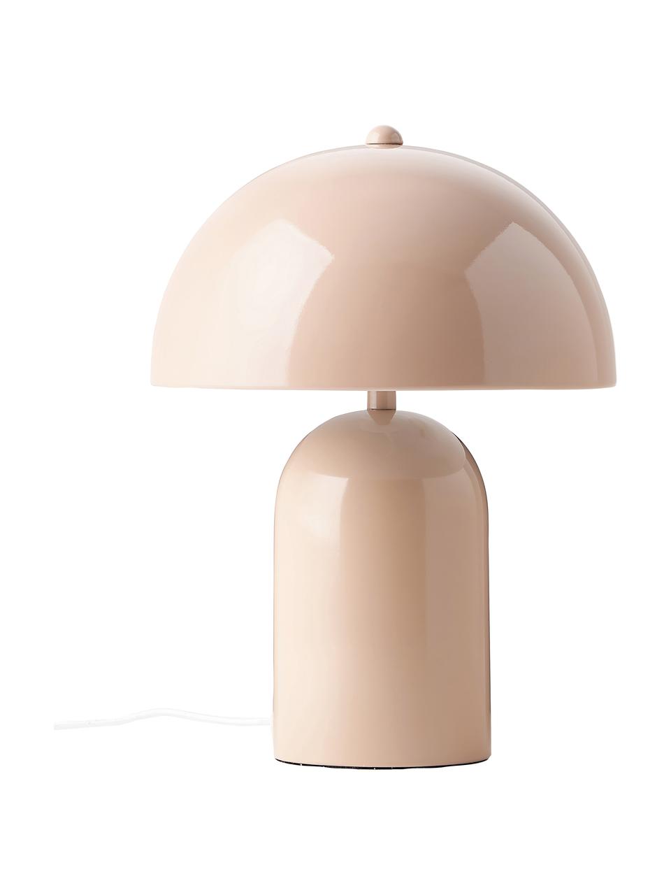 Kleine retro tafellamp Walter, Lampenkap: gepoedercoat metaal, Lampvoet: gepoedercoat metaal, Roze, glanzend, Ø 25 x H 34 cm