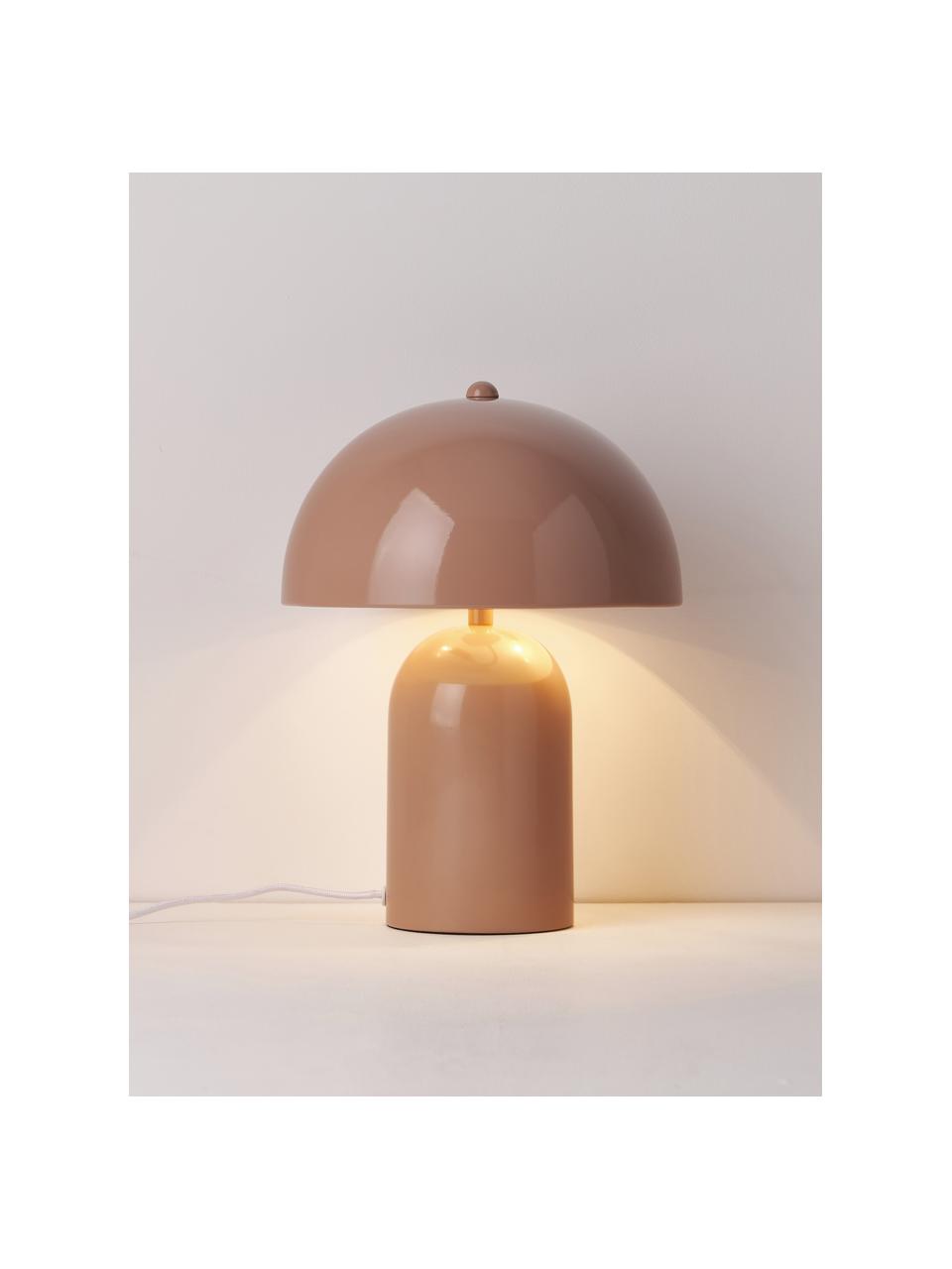 Lámpara de mesa pequeña Walter, estilo retro, Pantalla: metal con pintura en polv, Cable: cubierto en tela, Rosa, brillante, Ø 25 x Al 34 cm