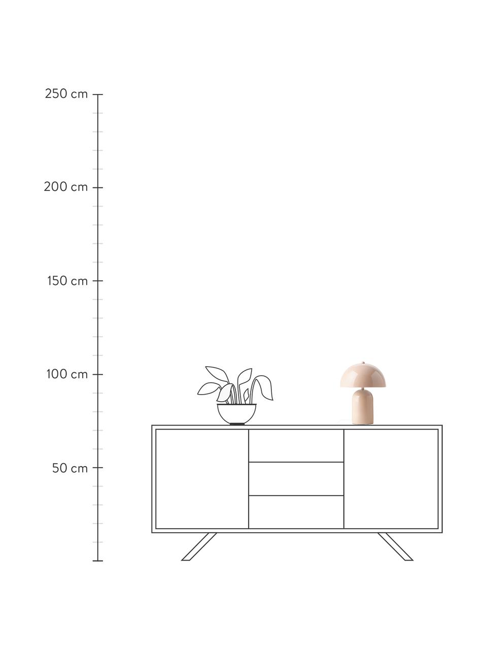 Lámpara de mesa pequeña Walter, estilo retro, Pantalla: metal con pintura en polv, Cable: cubierto en tela, Rosa, brillante, Ø 25 x Al 34 cm