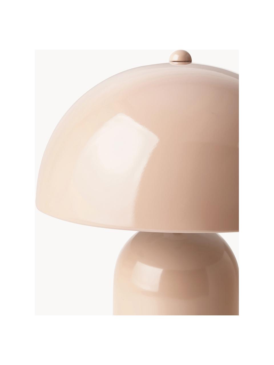 Kleine retro tafellamp Walter, Lampenkap: gepoedercoat metaal, Lampvoet: gepoedercoat metaal, Abrikoos, glanzend, Ø 25 x H 34 cm