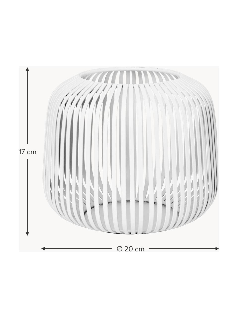 Windlicht Lito, H 17 cm, Gepoedercoat staal, Wit, Ø 20 x H 17 cm