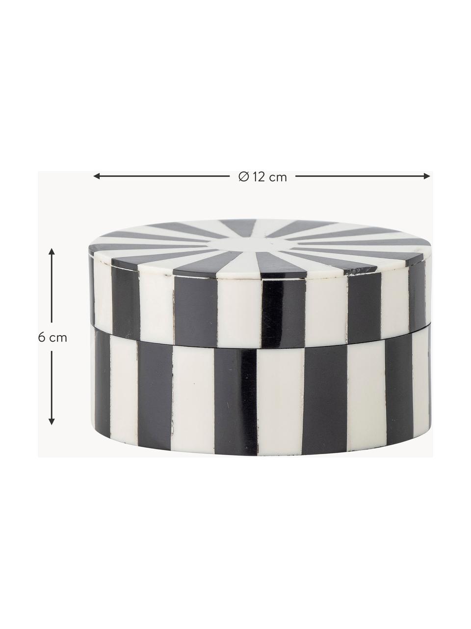 Bote de almacenamiento Ilana con tapa, Tablero de fibras de densidad media (MDF), resina, Blanco Off White, negro, Ø 12 x Al 6 cm